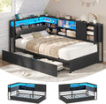 KIMENICH Polsterbett Schlafsofa 90 × 200 mit LED-Beleuchtung, Schrank, Sofabett, App