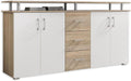 Stella Trading Highboard mit Ablage in Eiche Sonoma Optik, Wohnzimmerschrank, 38 cm, Weiß