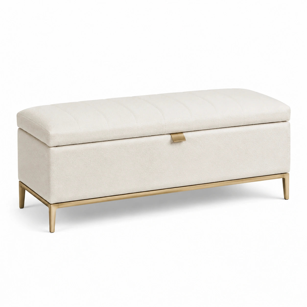 Sitzbank mit Polyesterbezug und Metallgestell, 120 cm, Creme