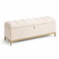 Aufbewahrungsbank Creme Bouclé-Stoff Stahlbeine 120x40x45cm