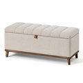 Bank mit Stauraum Bouclé Holzbeine Beige