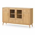 Sideboard aus Eichenholz mit Glastüren und Schubladen