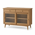 Eichenholz Sideboard mit geripptem Glas