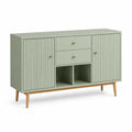 Sideboard aus MDF und Massivholz, Grün, 120x40x80 cm