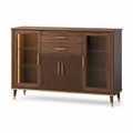 Walnussholz Sideboard mit Glastüren und Metallakzenten
