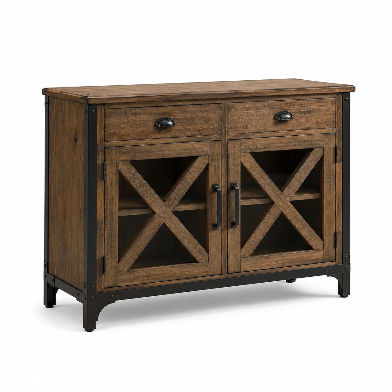 Sideboard aus Massivholz mit Metallakzenten Braun 120x40x80 cm