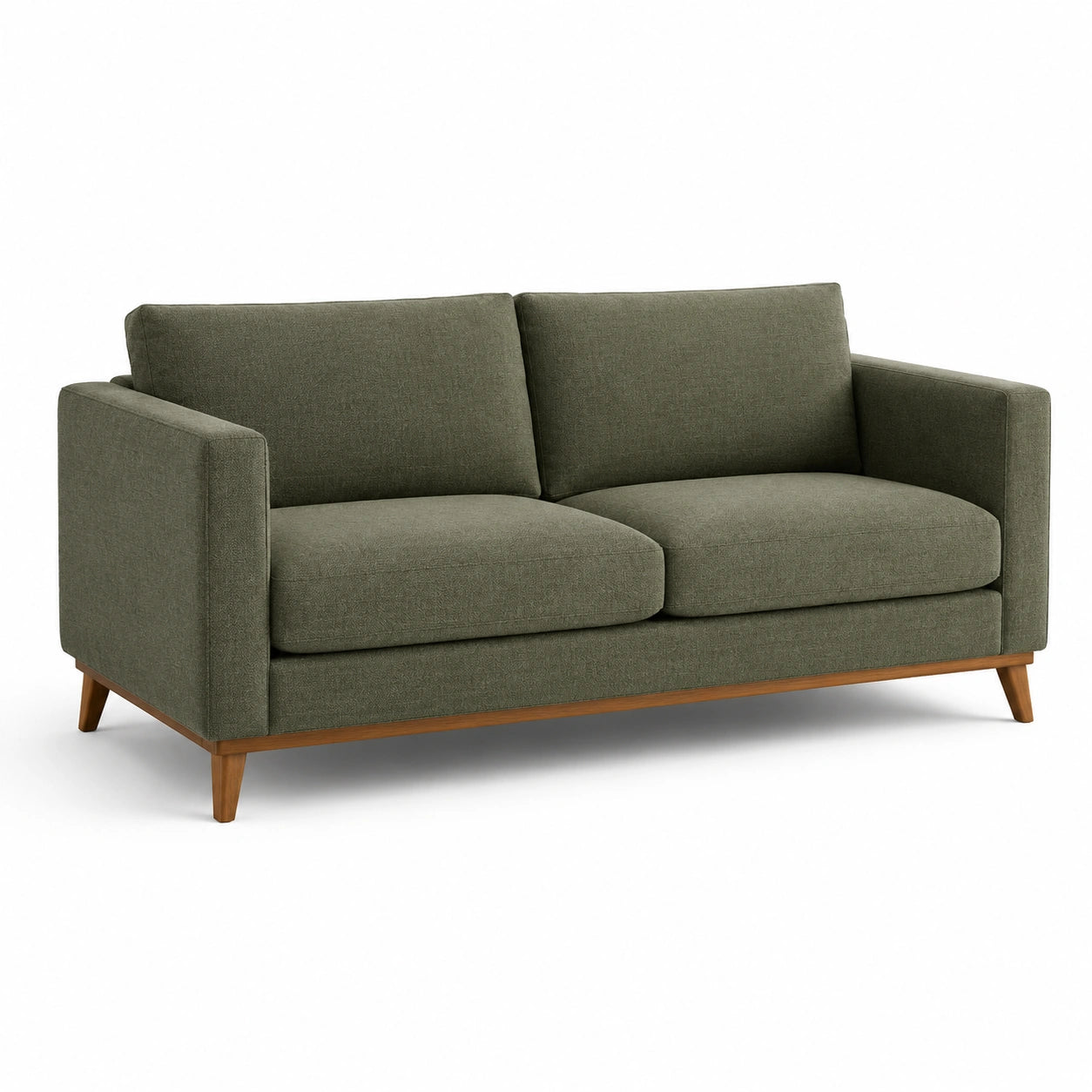 Sofa 2-Sitzer rechteckig Olivgrün Leinenmischung 200cm