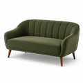 3-Sitzer Sofa Halbrund Grün Samt mit Holzbeinen