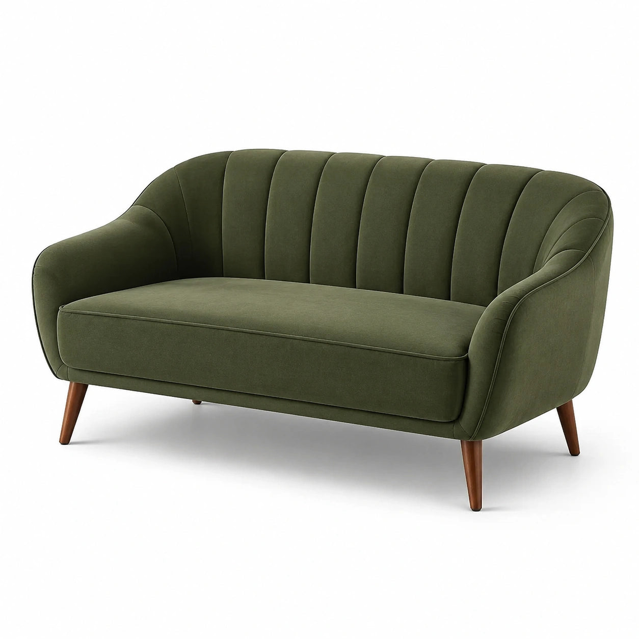 3-Sitzer Sofa Halbrund Grün Samt mit Holzbeinen