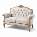 Zweisitzersofa aus Massivholz mit Baumwollmischgewebe in Beige