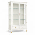 Vitrine aus Massivholz und gehärtetem Glas in Weiß 190cm x 90cm x 40cm