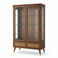 Holzvitrine mit Glastüren und Messingakzenten Braun