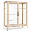 Eichenholz Standvitrine mit gehärtetem Glas und zwei Türen 120x40x180 cm