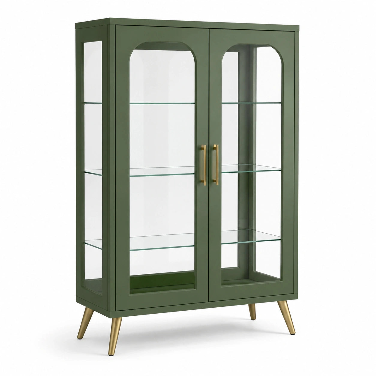 Grüne Glasvitrine mit Stahlrahmen