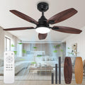 Omdekor Deckenventilator mit Beleuchtung, Leiser 106 cm DC-Ventilator mit Fernbedienung, Dimmbare Lampe 3000K-6500K, 6 Geschwindigkeiten