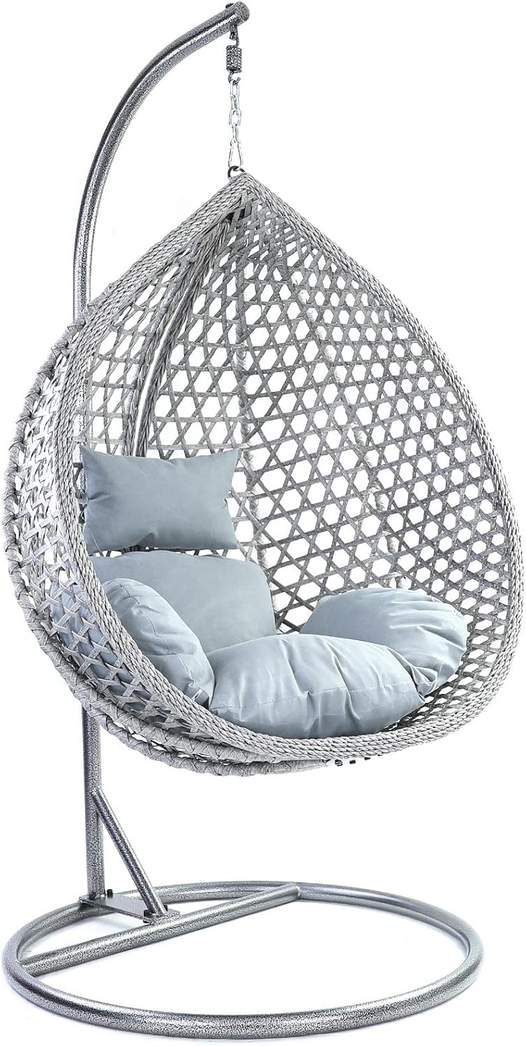 Hängesessel Luxus RAMROXX, Style XXL Korb Gestell Grau, Grau/Hell Grau