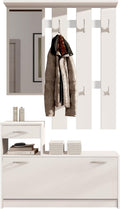 Stella Trading Vera Garderobe Spiegel weiß Garderobenständer, 100 × 190 × 26 cm (B/H/T), 100 × 73 × 25 cm, Kompaktgarderobe, Dielenschrank