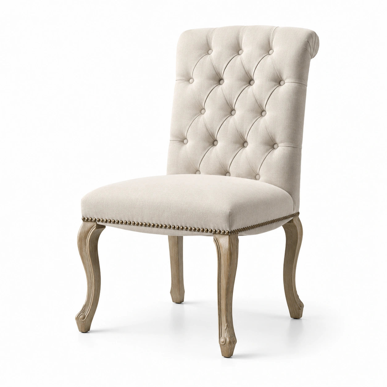 Esszimmerstuhl Polyestergewebe mit Buchenholzbeinen Beige