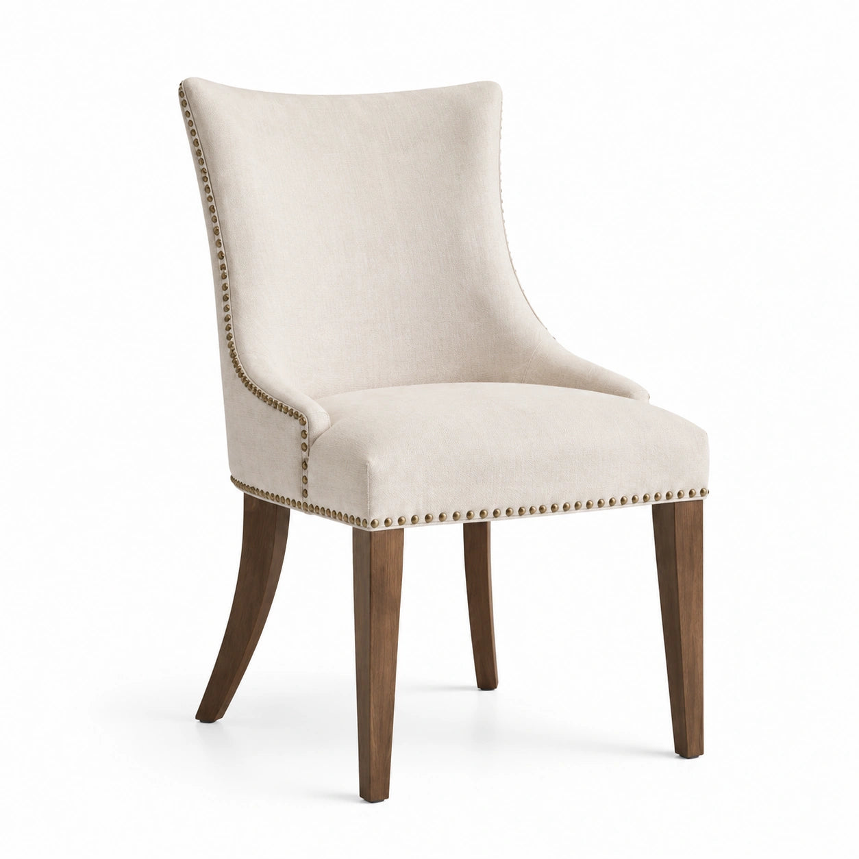 Esszimmerstuhl Leinen Beige mit Massivholzrahmen