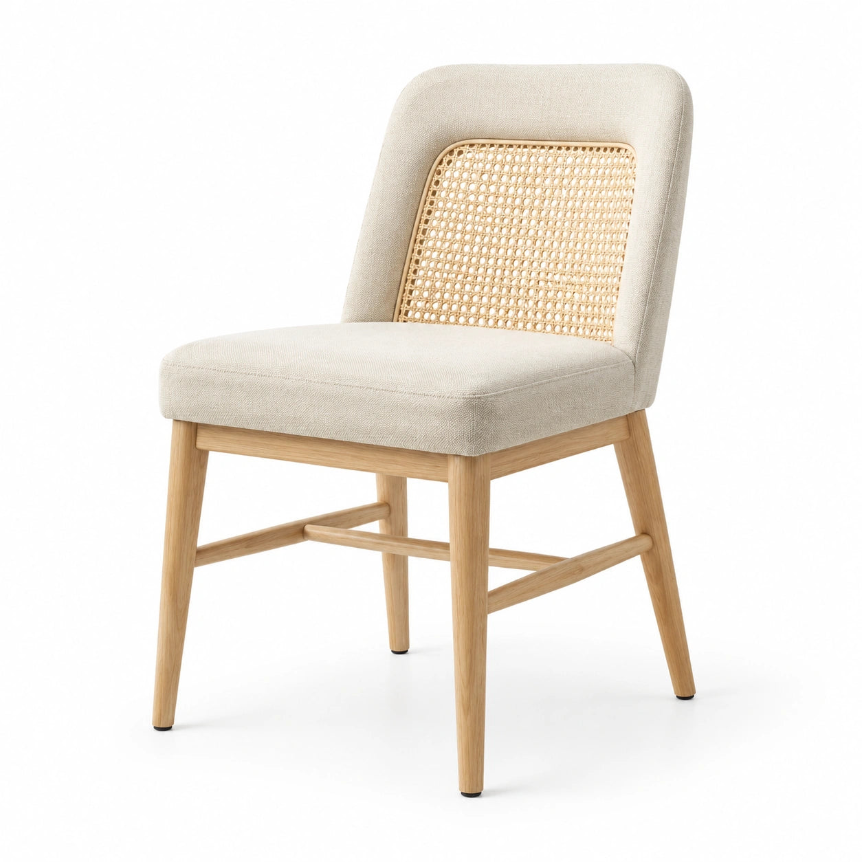 Esszimmerstuhl mit Rattangeflecht und Eichenholz, 85 cm, Beige