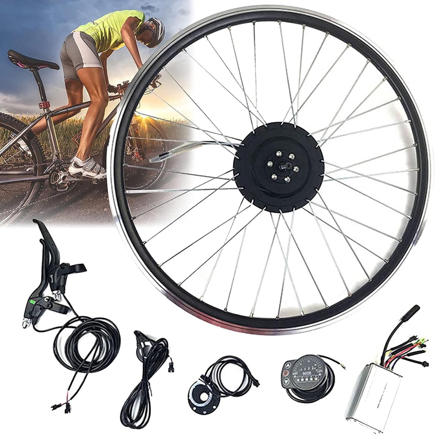 AADECOR Electric Bicycle Kit 26 inch 27.5 inch 28 inch 29 inch 700c Rear Wheel with Wide