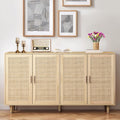 VS VanShine Sideboard mit verstellbaren Ablagen, Modernen Kommode mit 4 Türen, 158 × 40 × 88 cm, Rattan TV-Tisch mit viel Stauraum für Esszimmer