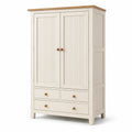 Kleiderschrank aus Holz mit 2 Türen und 3 Schubladen Creme/Eiche 200x100x50 cm