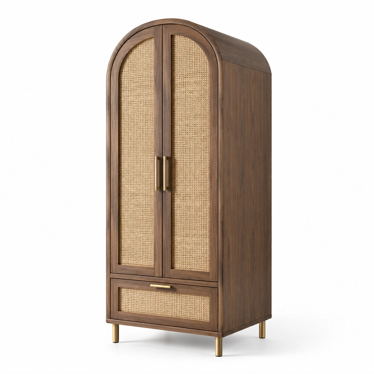 Kleiderschrank gewölbt aus Holz und Rattan 200cm x 80cm x 60cm