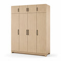 Eichenholzkleiderschrank mit schwarzen Metallgriffen, 200cm hoch, 180cm breit