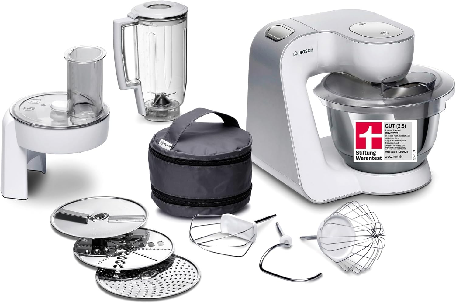 Bosch Küchenmaschine Serie 4, Mixer, 1 kg, 1.000 W, 3,9 l, 2,7 kg, Edelstahl