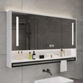 GEESDF Badezimmerspiegel Türen Badezimmer Spiegelschränk, 100 cm, Massivholz, für Badezimmer, Weiß, Stauraum, verstellbar