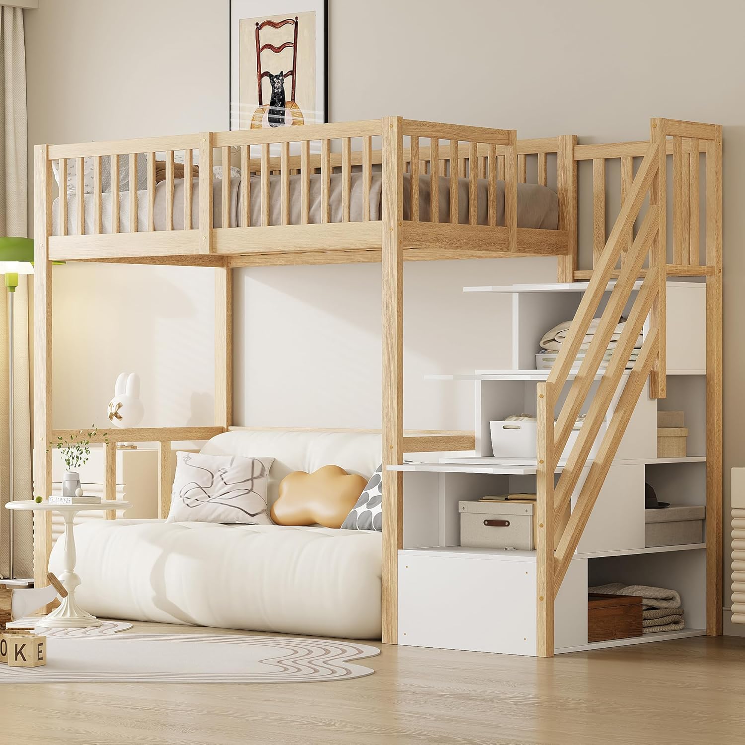 Kebnor 90 * 200 cm Hochbett mit Sicherheits-Aufbewahrungsleiter, Spielzeug, Matratze, Schlafzimmer, 140 cm
