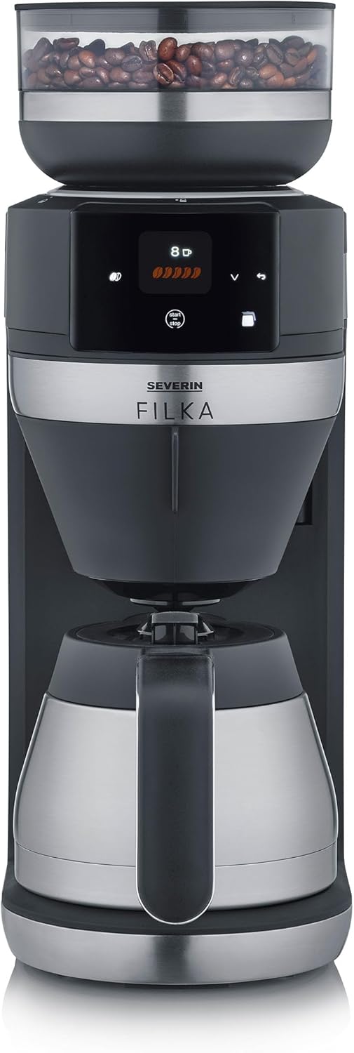 SEVERIN FILKA, Filterkaffeemaschine, 96 °C, LED, Edelstahl, Schwarz
