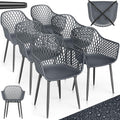 Tillvex Gartenstuhl 6er Set Wetterfest mit Armlehne, Outdoor-Stuhl, Armlehnensessel, Terrasse, 45 cm, 120 kg, 4 kg, Kunststoff