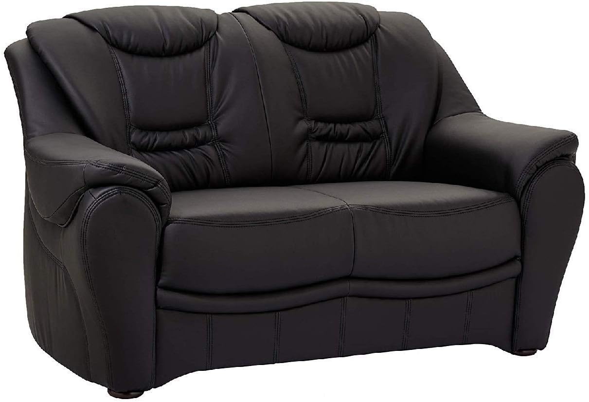 Cavadore 2er Sofa Bansa 2-sitzige Couch in Lederoptik, Ecksofa, 95 cm, 46 cm, 54 cm, Schwarz
