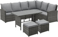 SVITA Monroe Garten-Lounge Set Polyrattan Lounge-Möbel Sitzgruppe Grau, Sofa, Esstisch, Outdoor, 82 cm