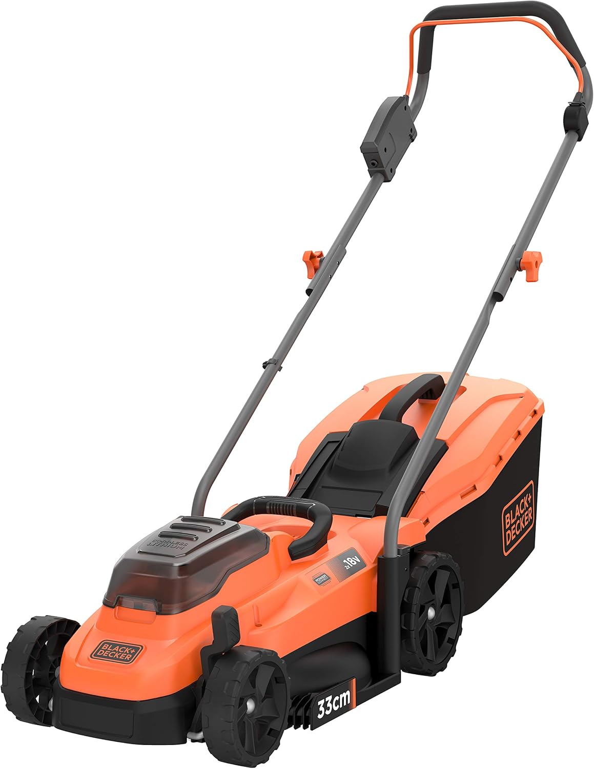 BLACK+DECKER Rasenmäher Akku Rasenmäher Elektro (betrieben mit 2 × 18 V Akkus, 33 cm, 65 mm, 35 l