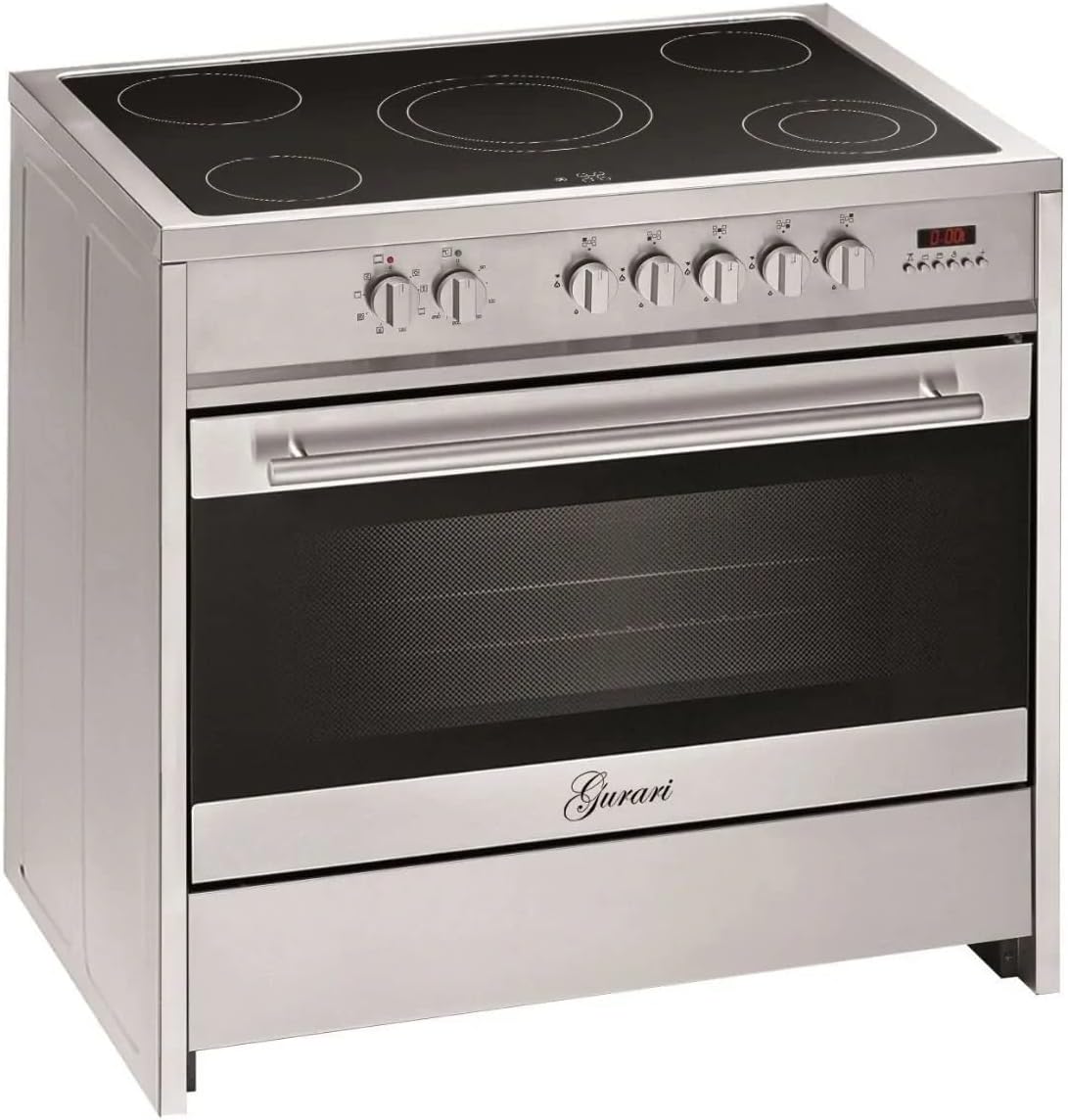 GURARI Elektro Standherd 90 cm GCH E 912 X Glaskeramik Herd Range Coocker 121 l, Backofen, Kochfeld, 94 cm