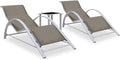 Liege Sonnenn 2 STK. mit Tisch ChicAbode, Aluminium, Glas, Taupe/Weiß