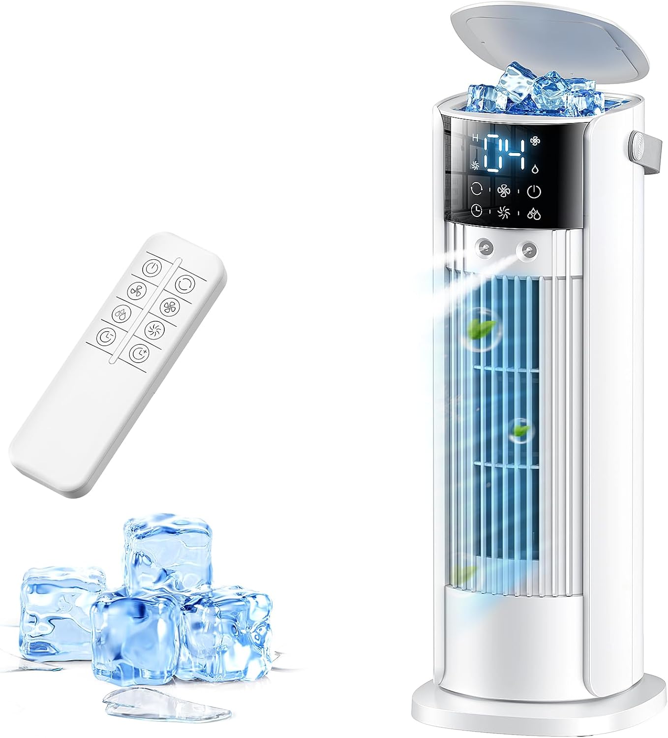 Terraspire Klimaanlage Mobile Klimaanlage, 4-In-1 Luftkühler mit Wasserkühlung, Tanque de 900ml, 3 Gebläsestufen, Fernbedienung, Display