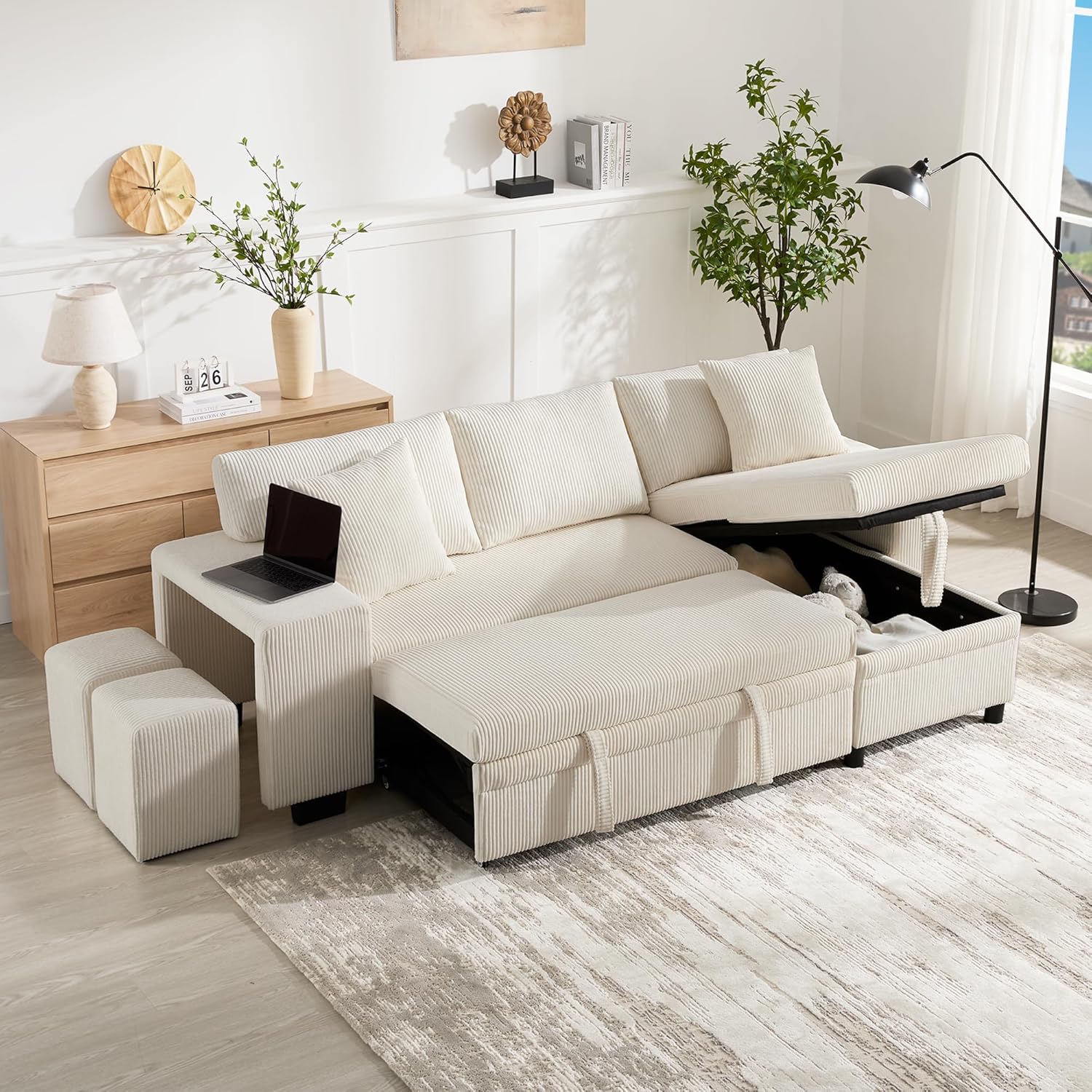 DRIXNO Klappsofa mit Schlaffunktion, Schlafsofa, Praktisch, 84 cm