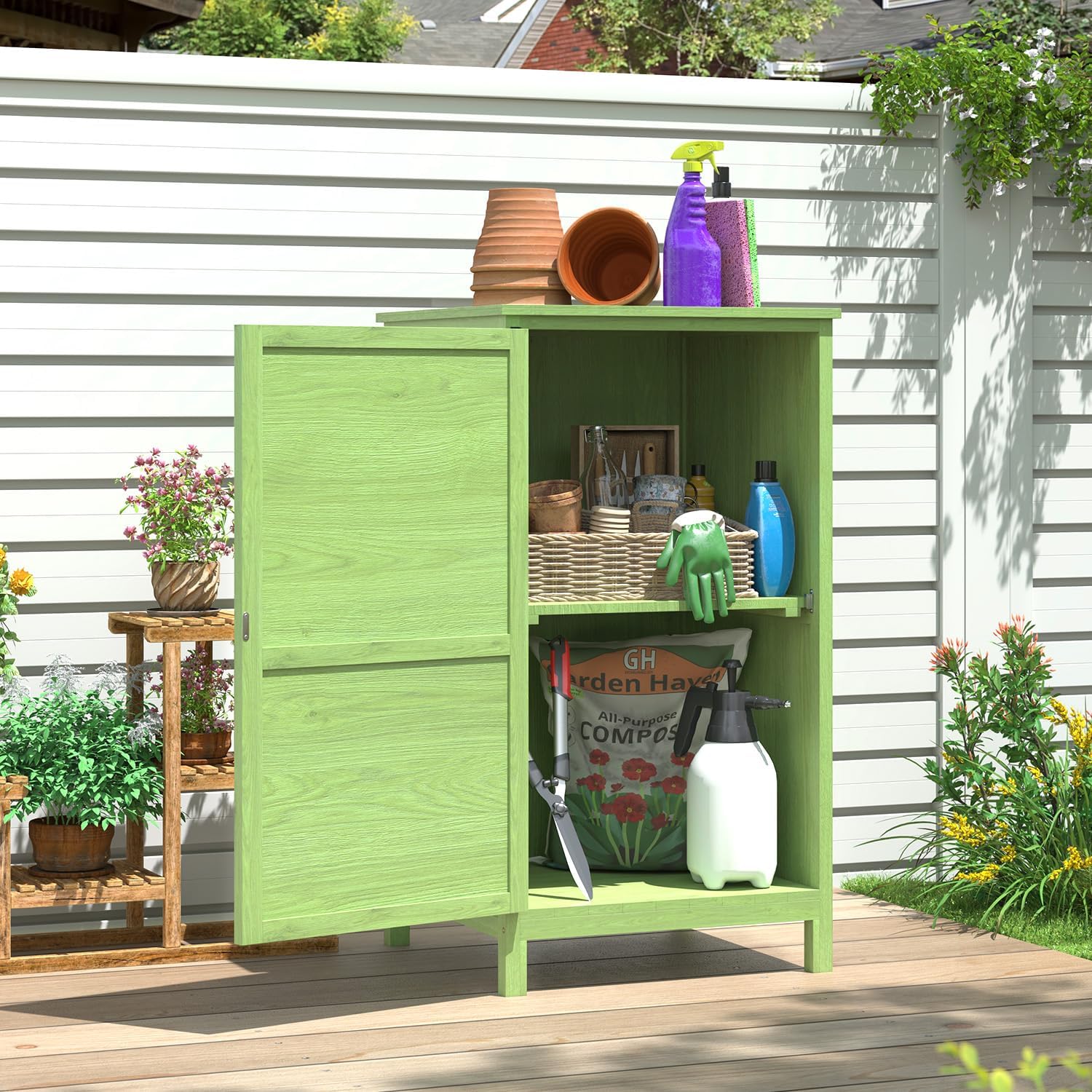 Aoxun Garten-Geräteschrank aus Holz, Gartenschrank, 99,5 cm
