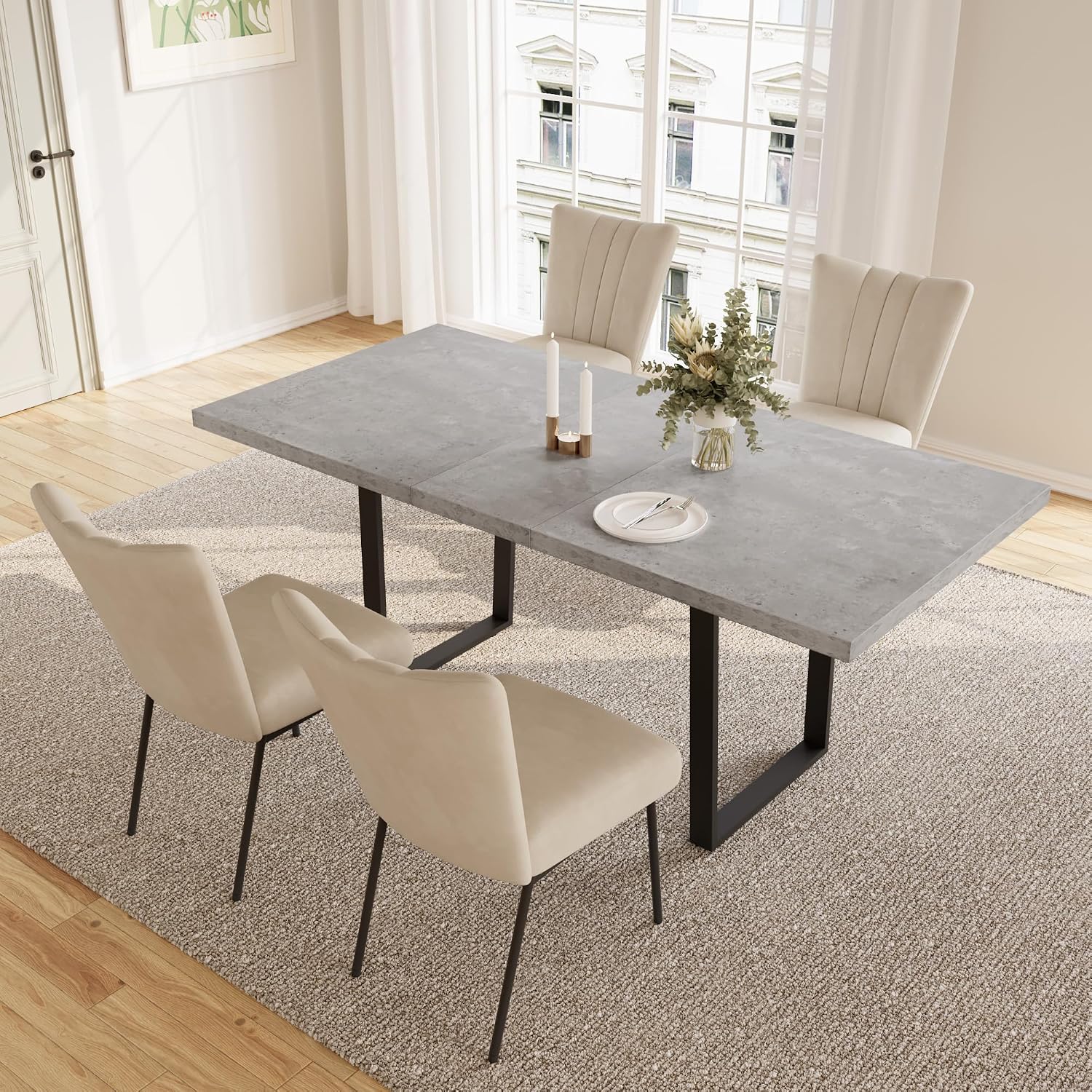 JIEXI Esstisch Mit 4-8 Stühlen Set, Stuhl, Computertisch, Für Zuhause, 76,5 cm, 100 cm, 120 kg, 150 kg