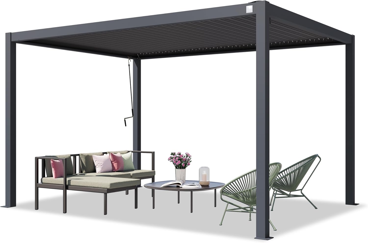 Pavillon PRIMEYARD Pergola Aluminium-Pfosten TOOLPORT, wetterbeständig, verstellbar, Stahl, Anthrazit
