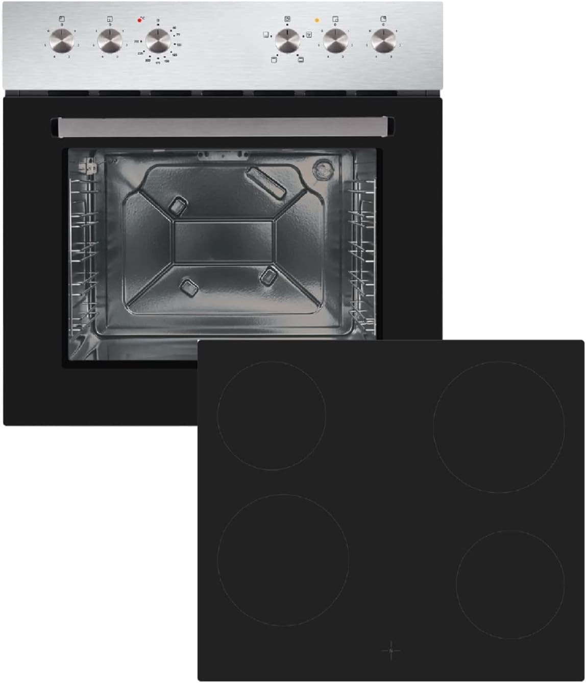 PKM BIC3 I-GK-IX 5 Einbauherdset Edelstahl 60 cm Kochfeld Glaskeramik, Einbaubackofen, Glaskeramikkochfeld, 400 V, 0,80 kW, 20,00 cm, 16,50 cm