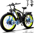 QIKAITU E Bike Fahrrad, E Fatbike mit 26'x4.0' Fat Tire, 48 V 23Ah Akku Elektrofahrrad Ebike mit Telefonhalter, 250W, Schwarz/Gelb