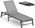 Liege Aluminium Chaise Lounge Outdoor FHVIT, Pool Lounge Chairs mit 5 verstellbaren Rückenlehnen, klappbar, faltbar Patio Lounge Chair Assemble-Free