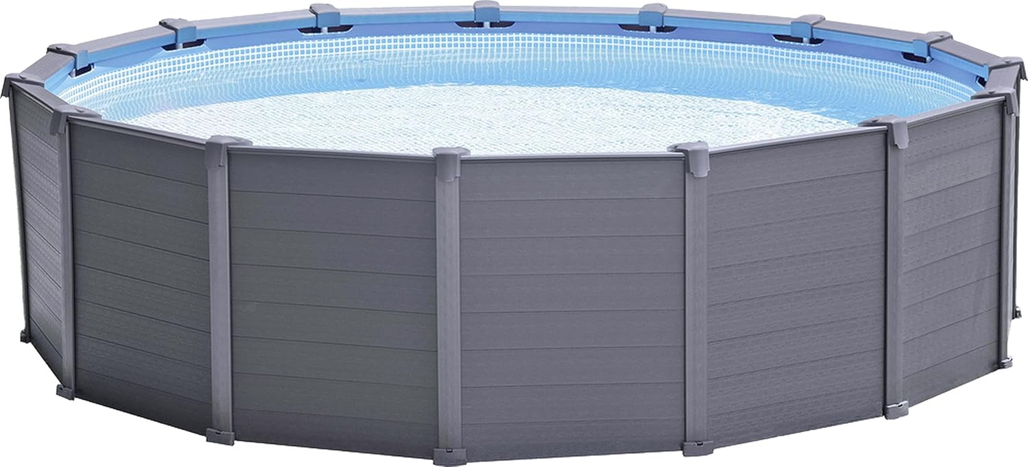Intex Schwimmbad Ø 478 × 124 cm Gestellbecken Set Graphit, 16.805 l, 0,51 mm, 0,58 mm, 3.700 l