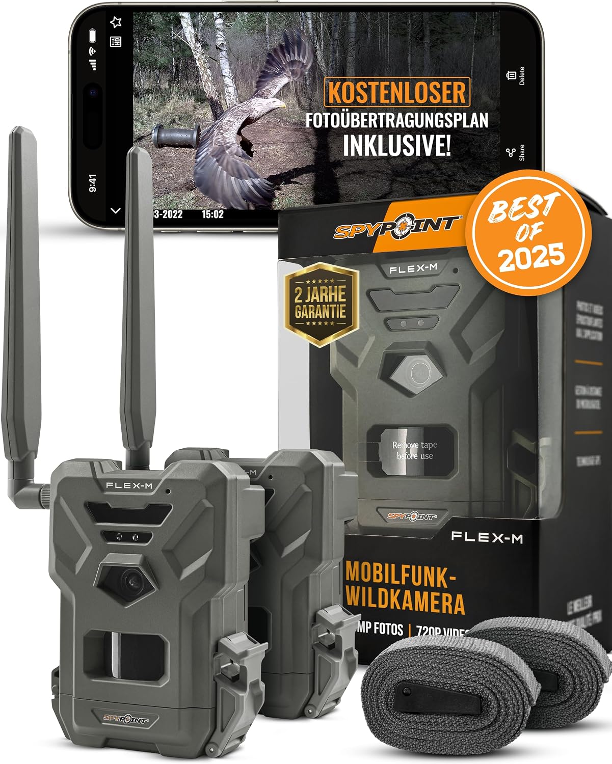 Spypoint Flex-M Twin-Pack - Wildkameras mit Foto- & Videoübertragung, Wildtierkamera, 15 Minuten