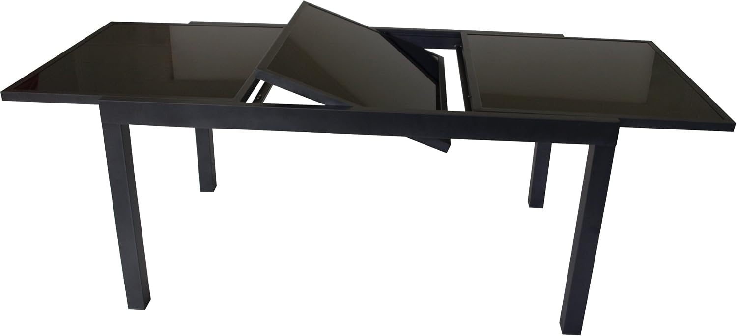 DEGAMO Gartentisch Ausziehtisch Torino 150/210 × 90 cm, Aluminium, Schwarz
